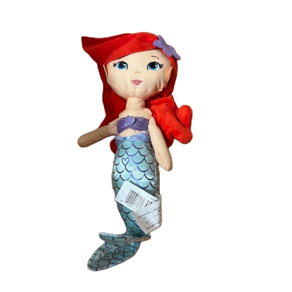 Just Play Disney The Little Mermaid Ariel Plush Doll Red Embroidered Eyes 12"